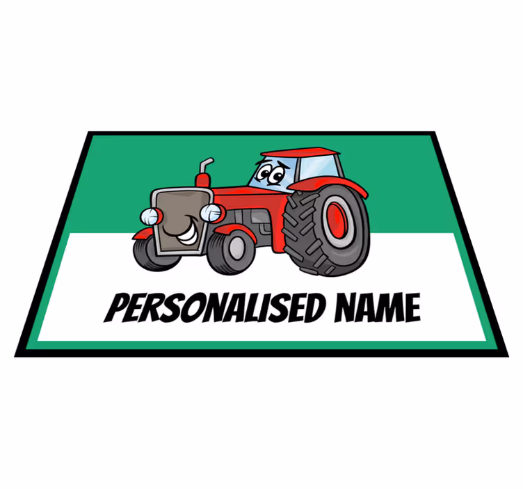 Személyre szabott piros traktor személyre szabott szőnyeg - TenStickers