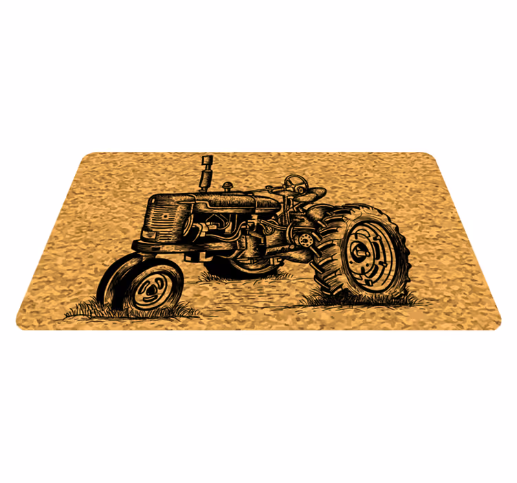 Vintage traktor illusztráció vinil szőnyeg szüret - TenStickers