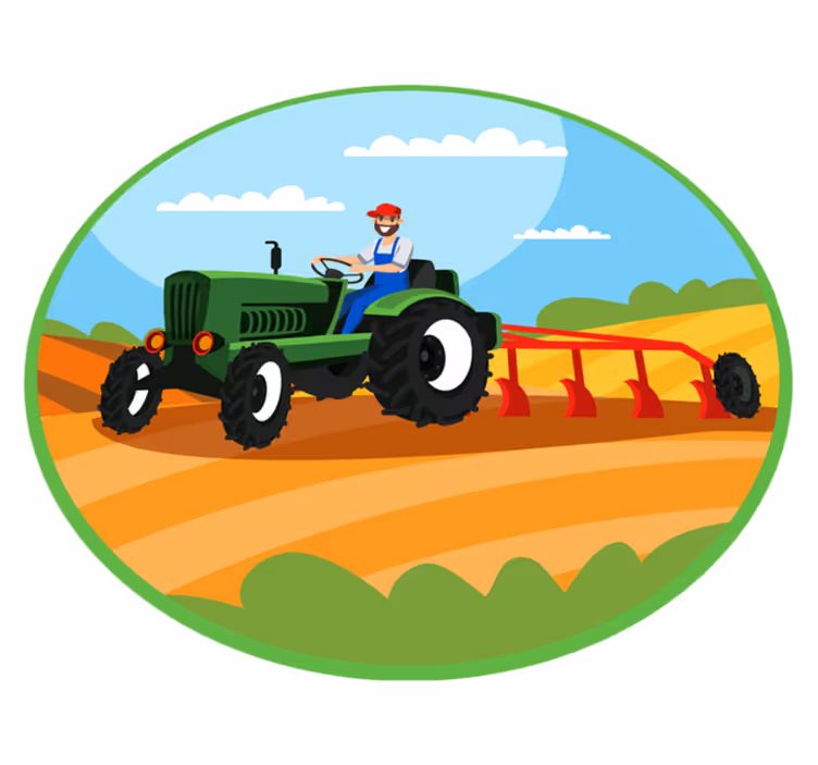 Mezőgazdasági traktor jelenet vinil szőnyeg gyerekek - TenStickers