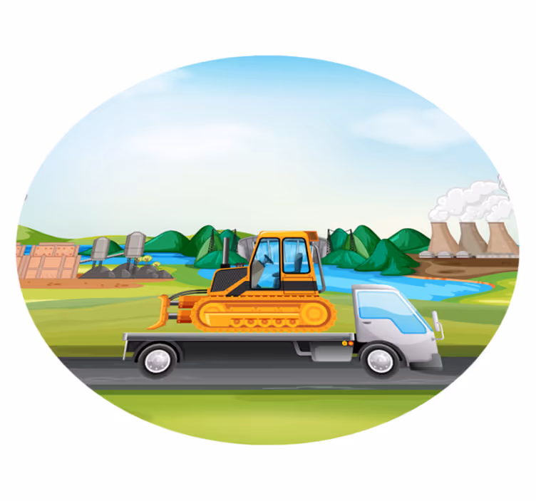 Traktorok és teherautók közúti szőnyeg - TenStickers