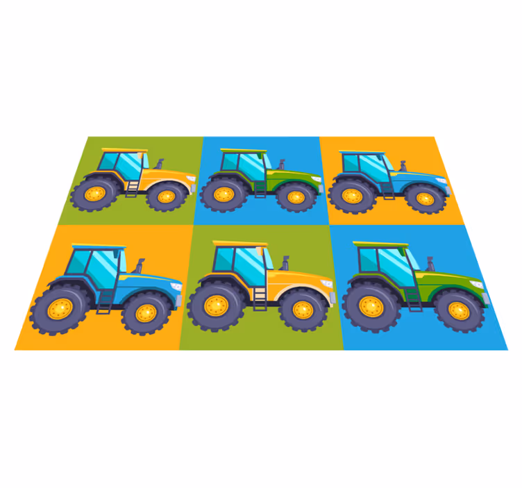 Többszínű traktor csempe gyerek vinyl szőnyeg - TenStickers
