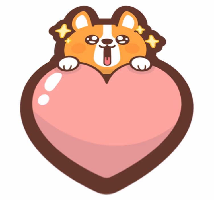 Corgi szív illusztráció vinil szőnyeg mások - TenStickers