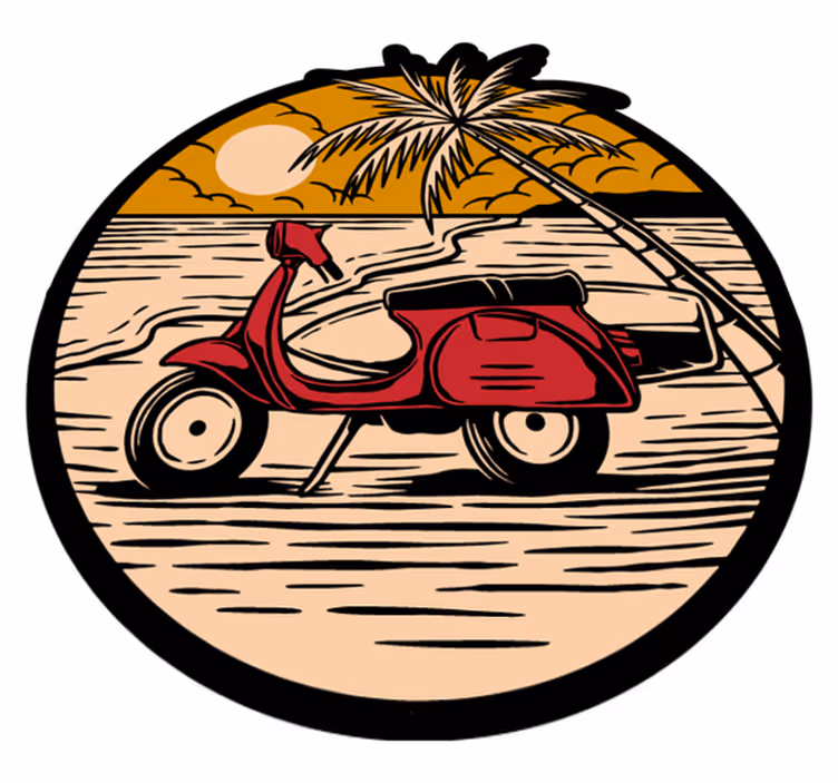 Trópusi robogó jelenet vinil szőnyeg mások - TenStickers
