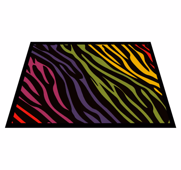 Szivárványos zebra nyomtatás állat nyomtatott vinil szőnyeg - TenStickers