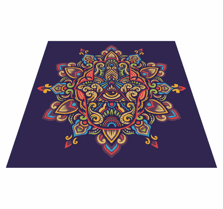 Kék háttér design vinil szőnyeg mandala - TenStickers