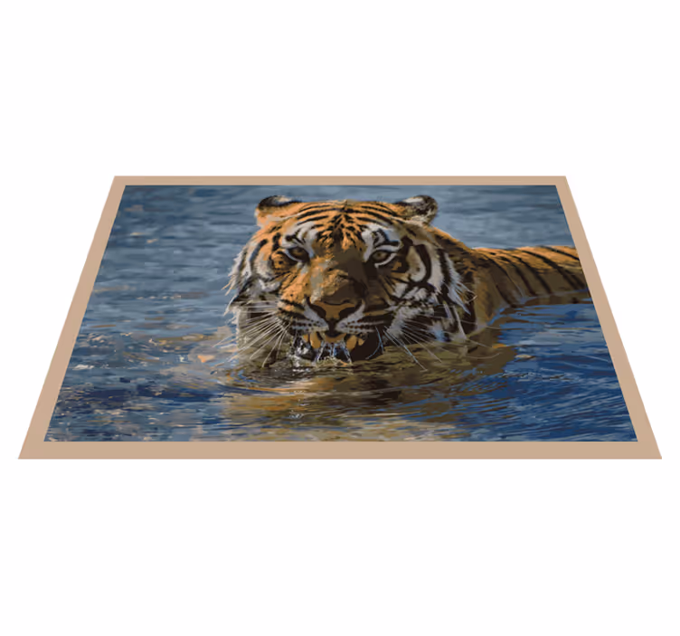Vízben úszó tigris vinil szőnyeg állat - TenStickers