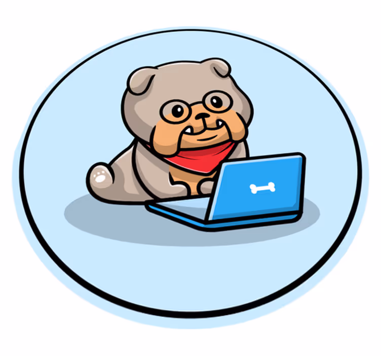 Kiskutya számítógéppel vinil szőnyeg állat - TenStickers