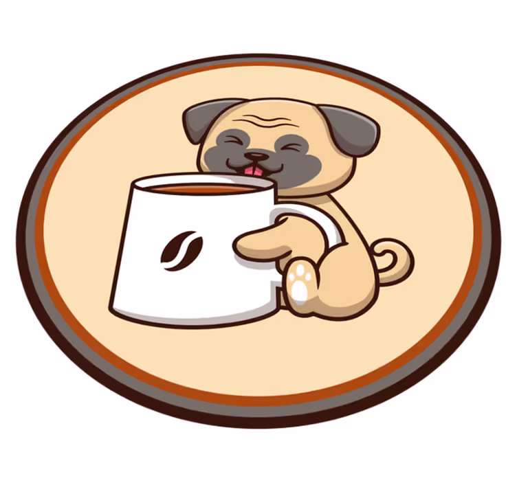 Kávé mopsz állati vinil szőnyeg - TenStickers