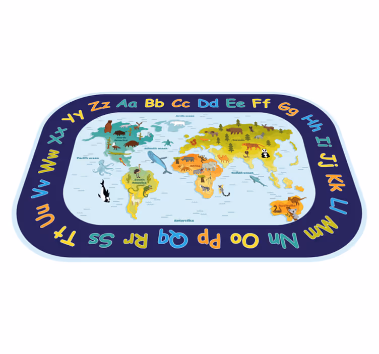 Gyerekeknek ábécé világtérkép szőnyeg - TenStickers