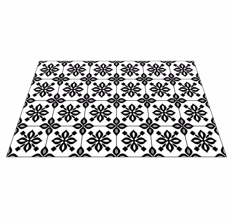 Fekete-fehér mandala csempe szőnyeg - TenStickers