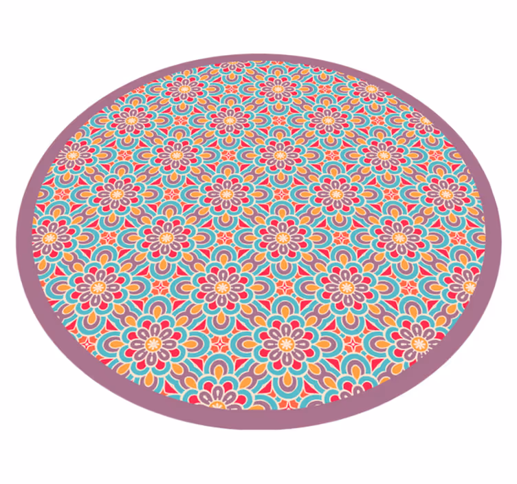 Vibráló virágmintás vinil szőnyeg mandala - TenStickers