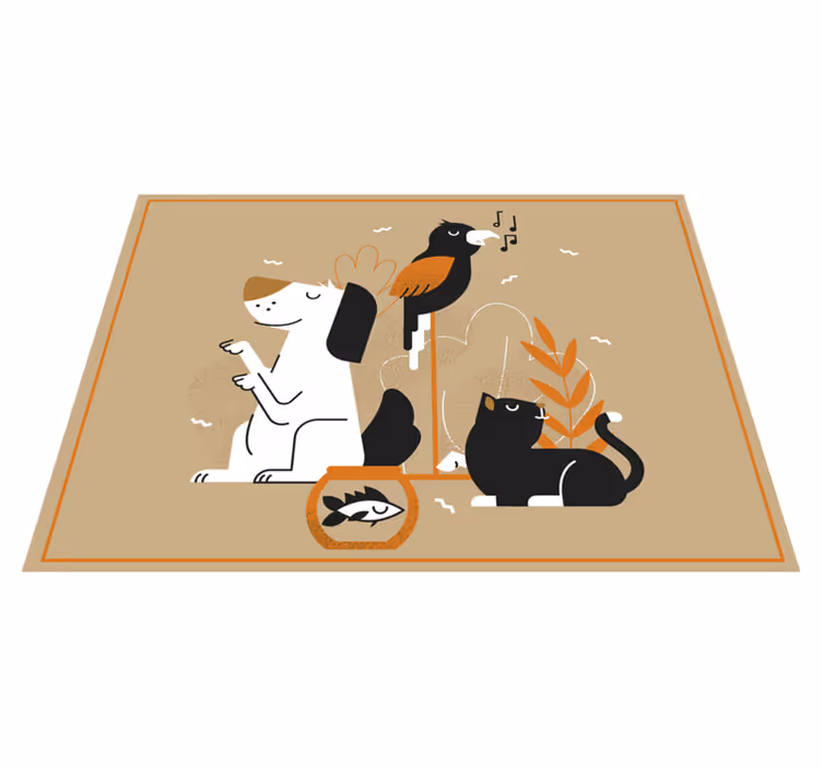 Boldog aranyos háziállatok állati szőnyeg - TenStickers