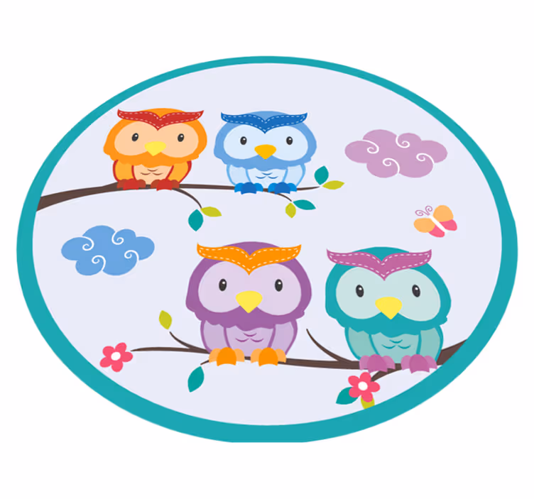 Színes bagolycsalád vinil szőnyeg óvodák - TenStickers