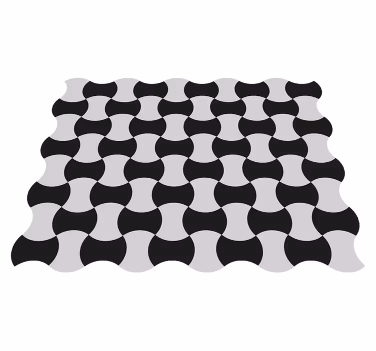 Fekete-fehér görbék vinil szőnyeg geometriai - TenStickers