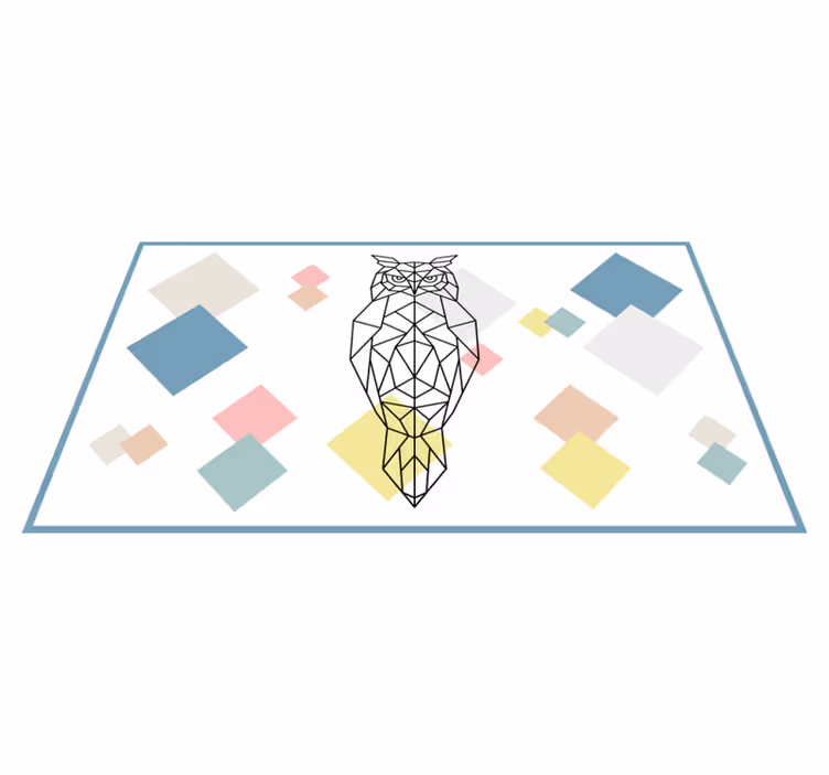 Bagoly nyomtatás geometriai alakzatokra skandináv vinyl szőnyegen - TenStickers