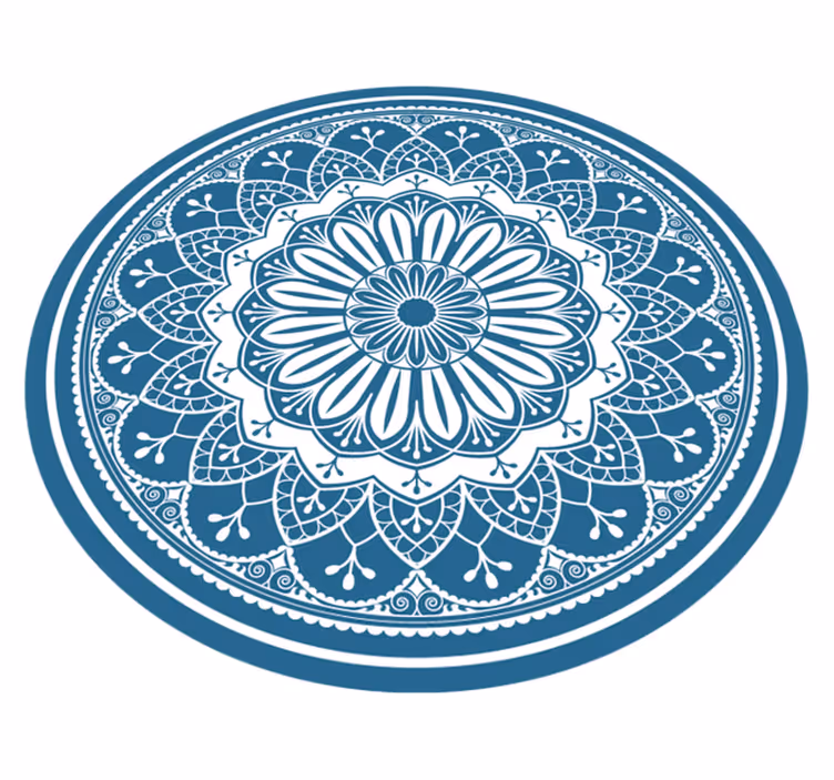 Nagy mandala a kék mandala vinil szőnyegen - TenStickers