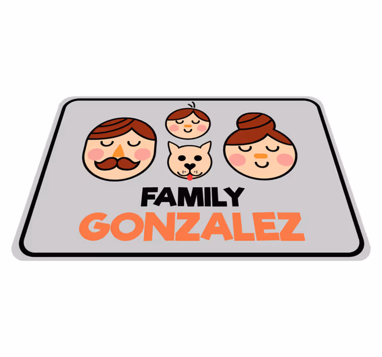 Egyedi családi portré Vinil szőnyeg nevekkel - TenStickers