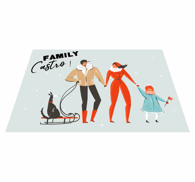 Személyre szabott téli család Vinil szőnyeg nevekkel - TenStickers