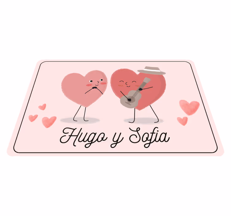 Duó szívek névvel vinil szőnyeg hálószoba - TenStickers