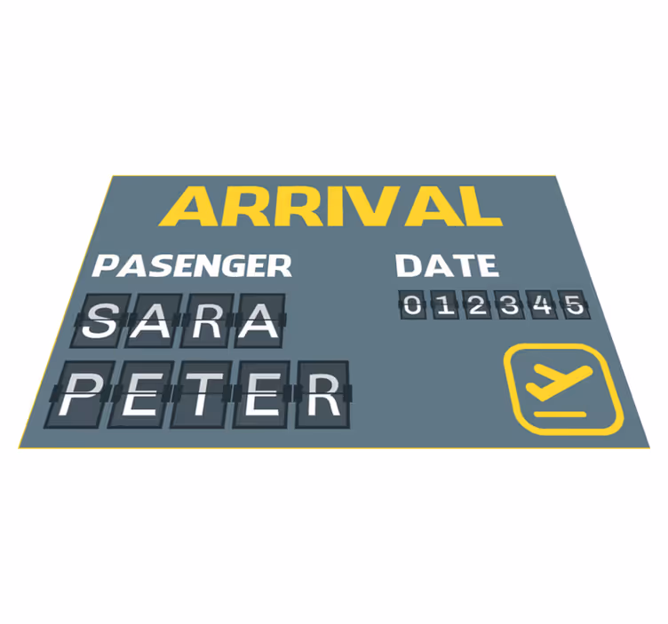 érkezési repülőjegy Vinil szőnyeg nevekkel - TenStickers