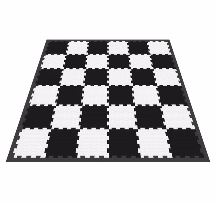 Fekete-fehér puzzle négyzetek baba játék szőnyeg - TenStickers