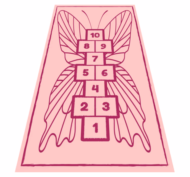 Rózsaszín rovar hopscotch gyerekek vinyl játék szőnyeg - TenStickers