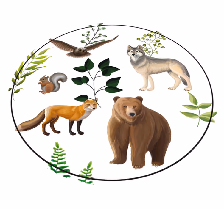 Barátságos erdei lények vinil szőnyeg mások - TenStickers
