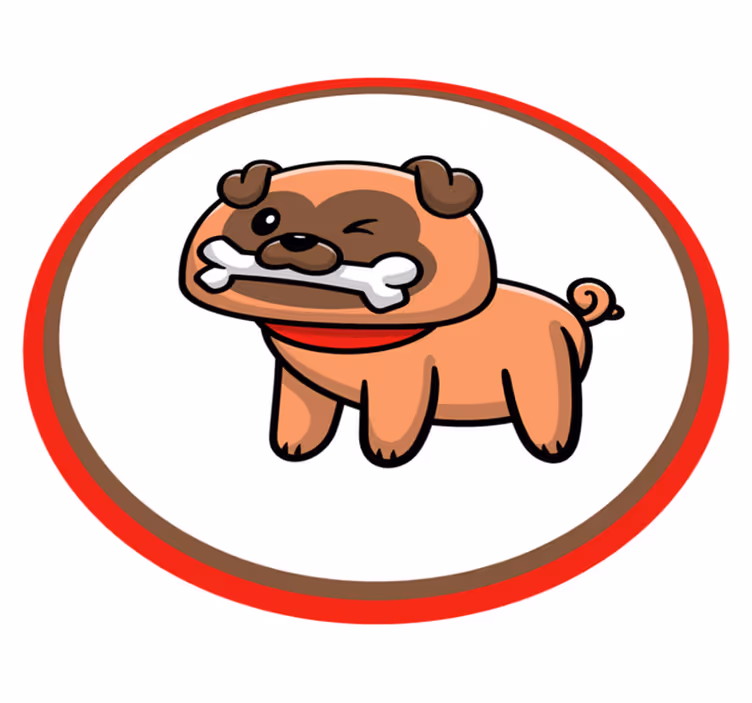 Bulldog csonttal vinil szőnyeg állat - TenStickers