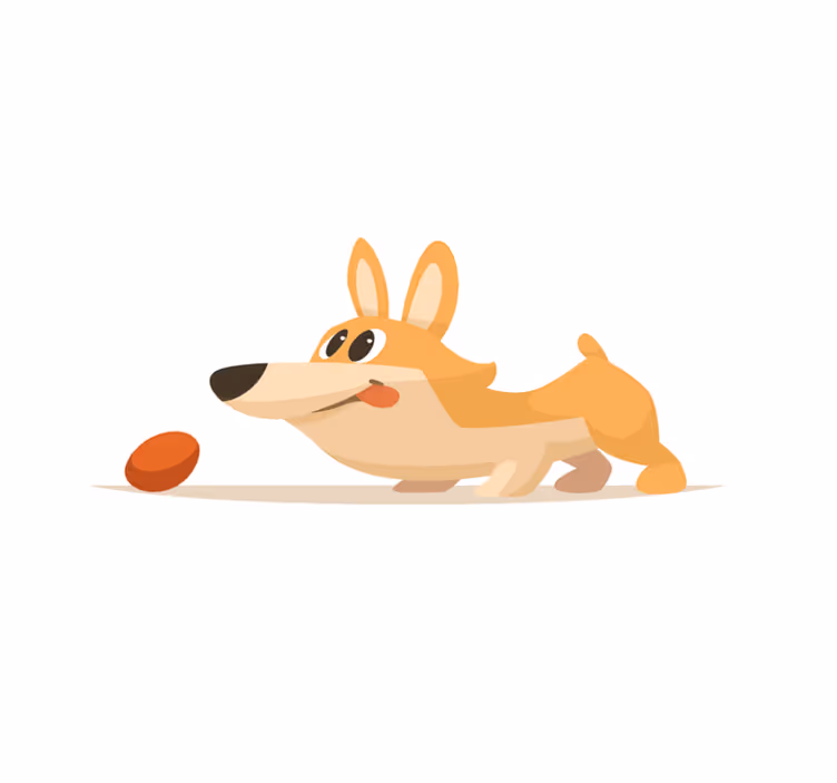 Játékos corgi kergetés vinil szőnyeg mások - TenStickers