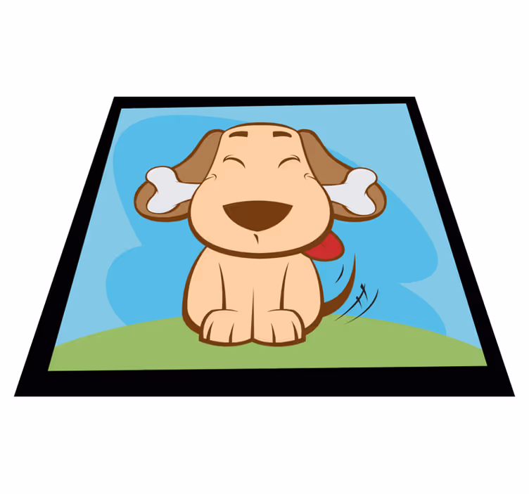 Boldog kutya csonttal vinil szőnyeg állat - TenStickers