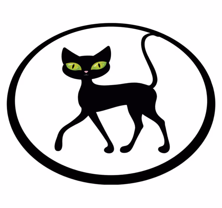 Fekete macska fehér háttér fürdőszoba padló - TenStickers