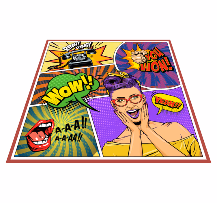 Képregény világos csíkos hálószoba szőnyeg - TenStickers