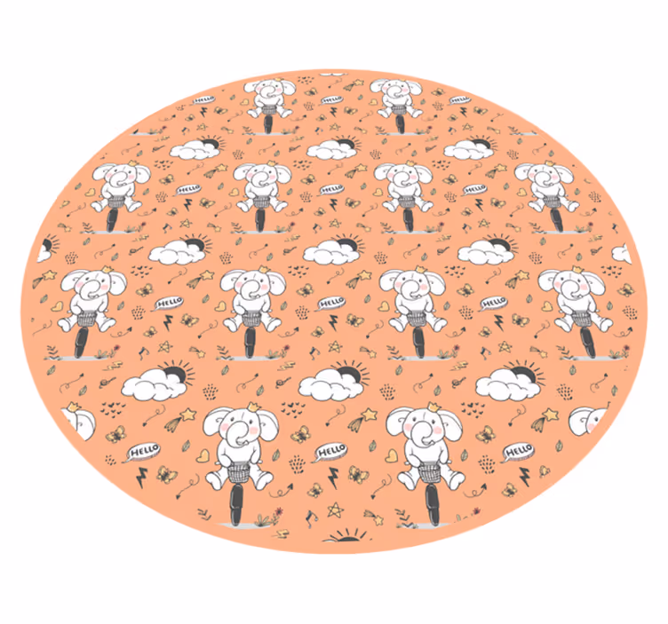 Vidám elefánt téma vinil szőnyeg gyerekek - TenStickers