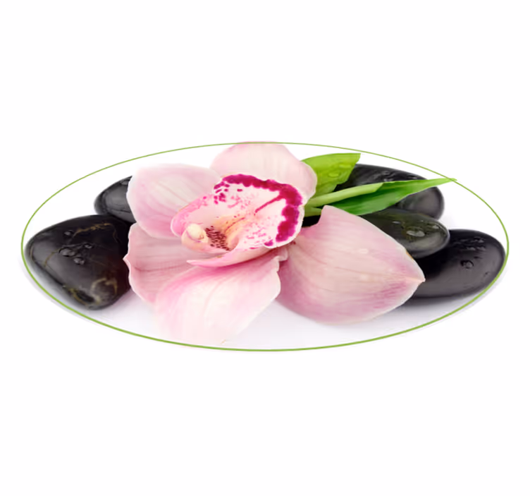 Rózsaszín orchidea kövekkel virágos vinil szőnyeg - TenStickers