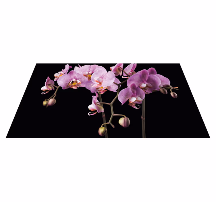 Orchidea fekete háttér virágos szőnyeg - TenStickers