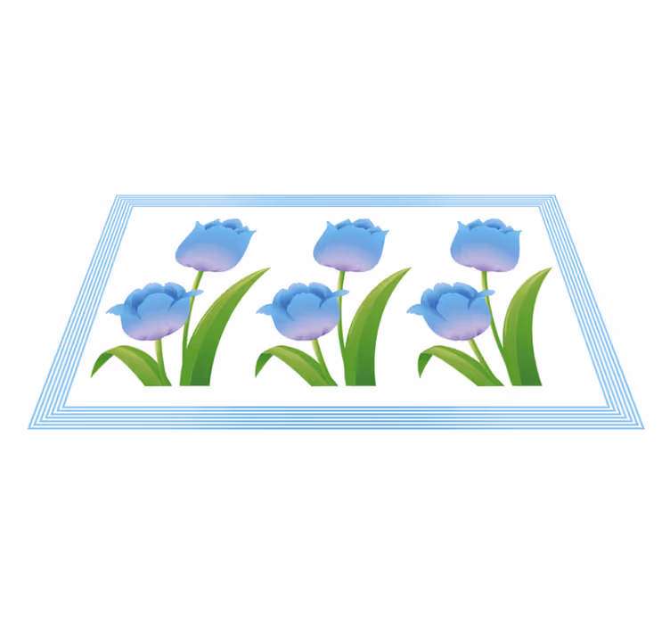 Kék tulipánkiállítás vinil szőnyeg virágok és növények - TenStickers