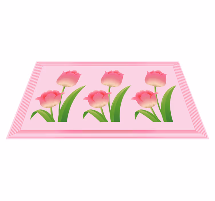 Rózsaszín tulipán háttér virágos vinil szőnyeg - TenStickers