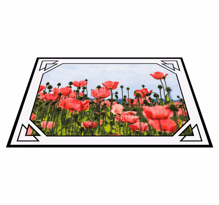 Piros és zöld pipacs mező virágos szőnyeg - TenStickers