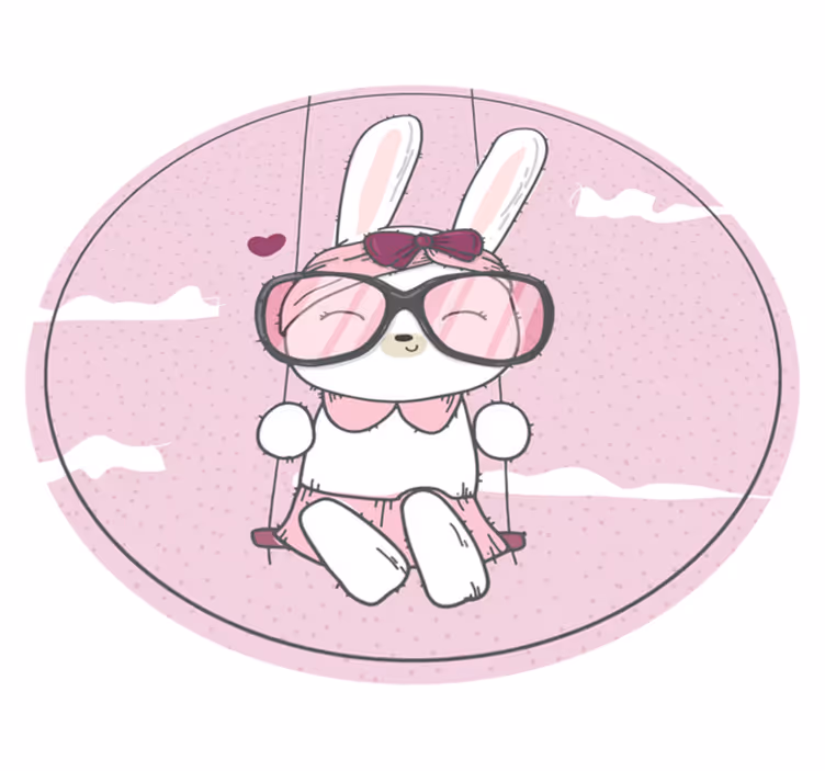 Aranyos nyuszi hintázik vinil szőnyeg gyerekek - TenStickers