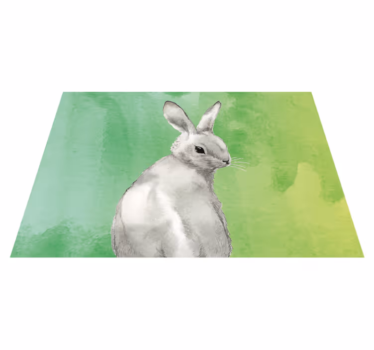 Nyúl zöld háttér vinil szőnyeg állat - TenStickers