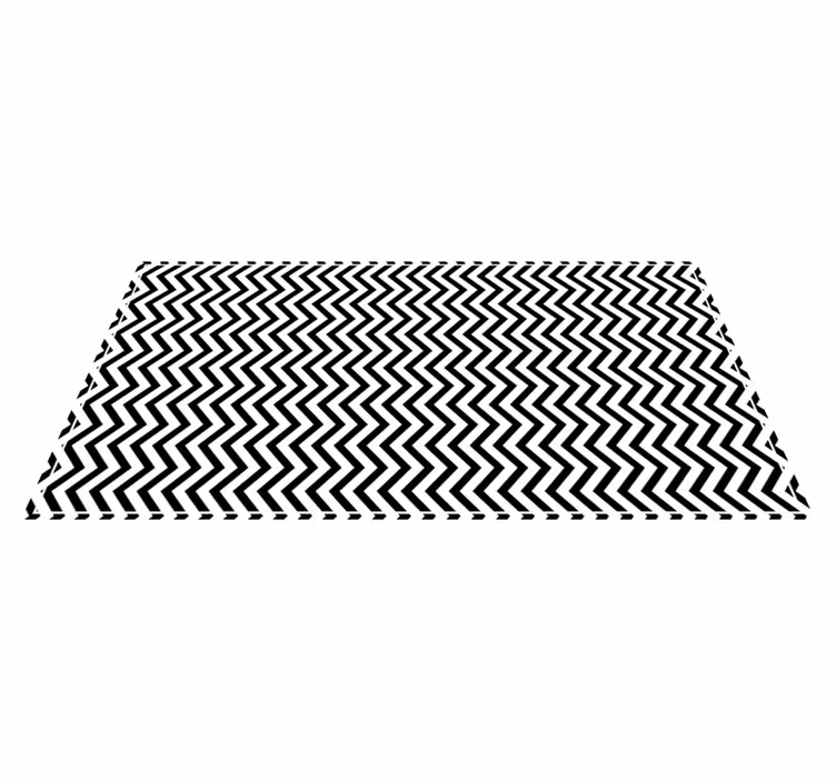 Fekete-fehér chevron vinil szőnyeg geometriai - TenStickers