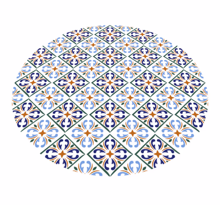Geometrikus kék árnyalatok vinil szőnyeg csempe hatás - TenStickers