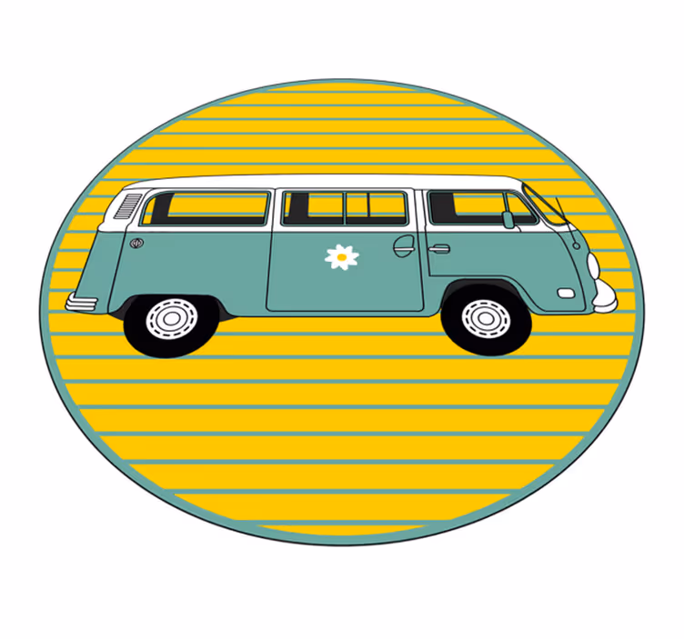 Kisbusz csíkos vintage szőnyeggel - TenStickers
