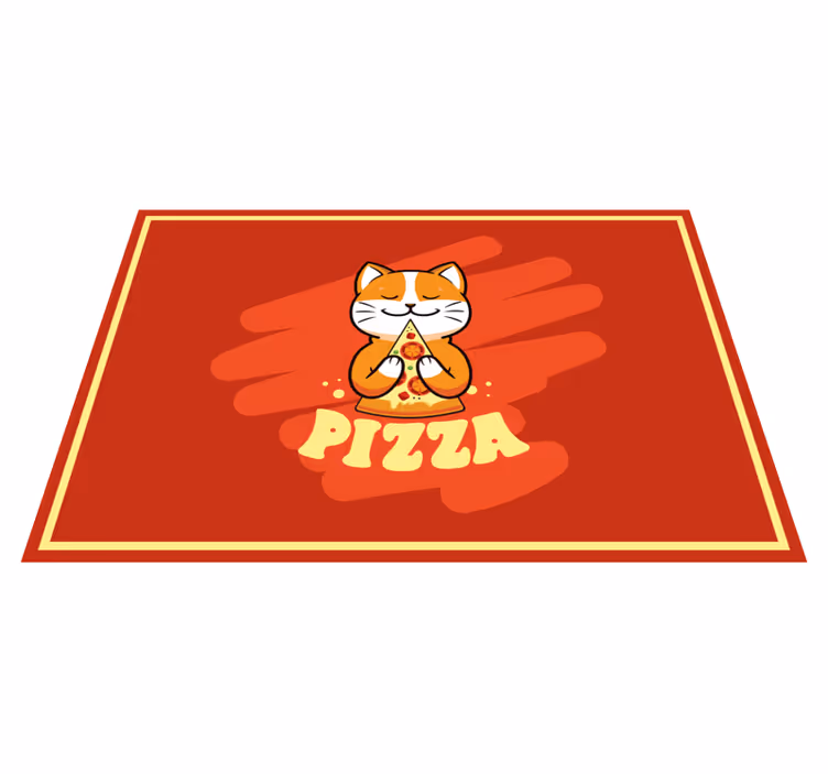 Aranyos macska pizzával vinil szőnyeg konyha - TenStickers