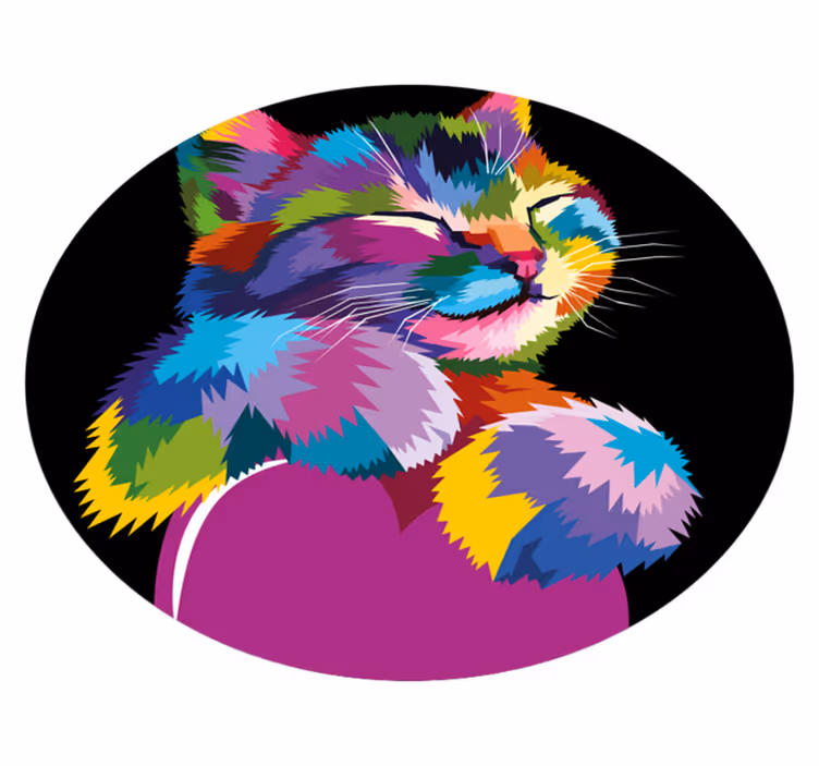 élénk macskaszerű illusztráció vinil szőnyeg állat - TenStickers