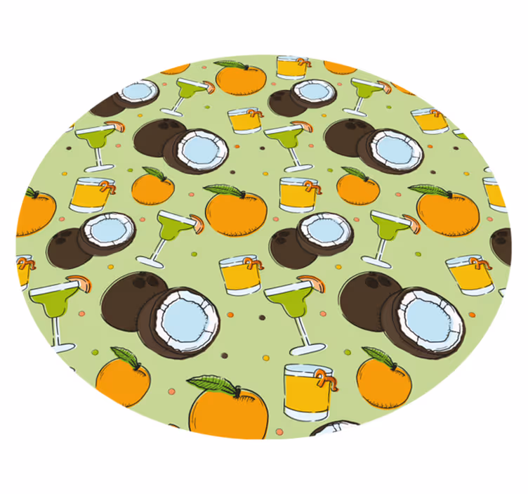 Kókuszos koktél móka Vinil szőnyeg kör alakú - TenStickers
