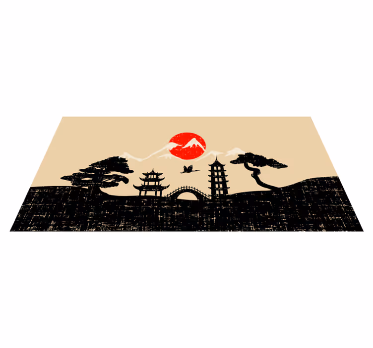 Japán kert sziluettje modern szőnyeg - TenStickers