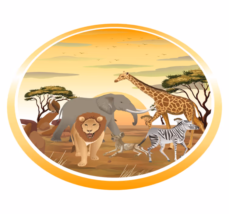 Safari állatos kaland vinil szőnyeg - TenStickers