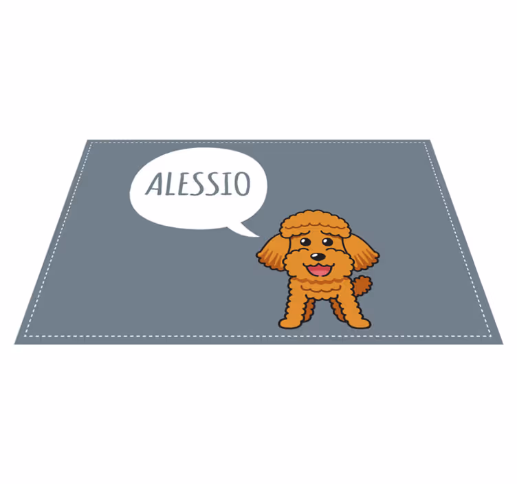 Boldog uszkár kölyökkutya Vinil szőnyeg nevekkel - TenStickers