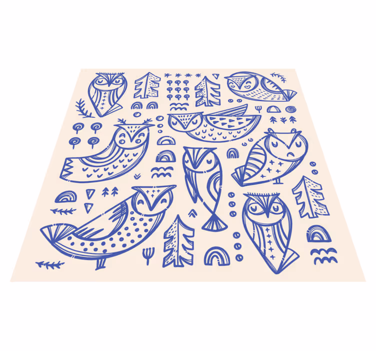 Szeszélyes bagoly minták vinil szőnyeg gyerekek - TenStickers